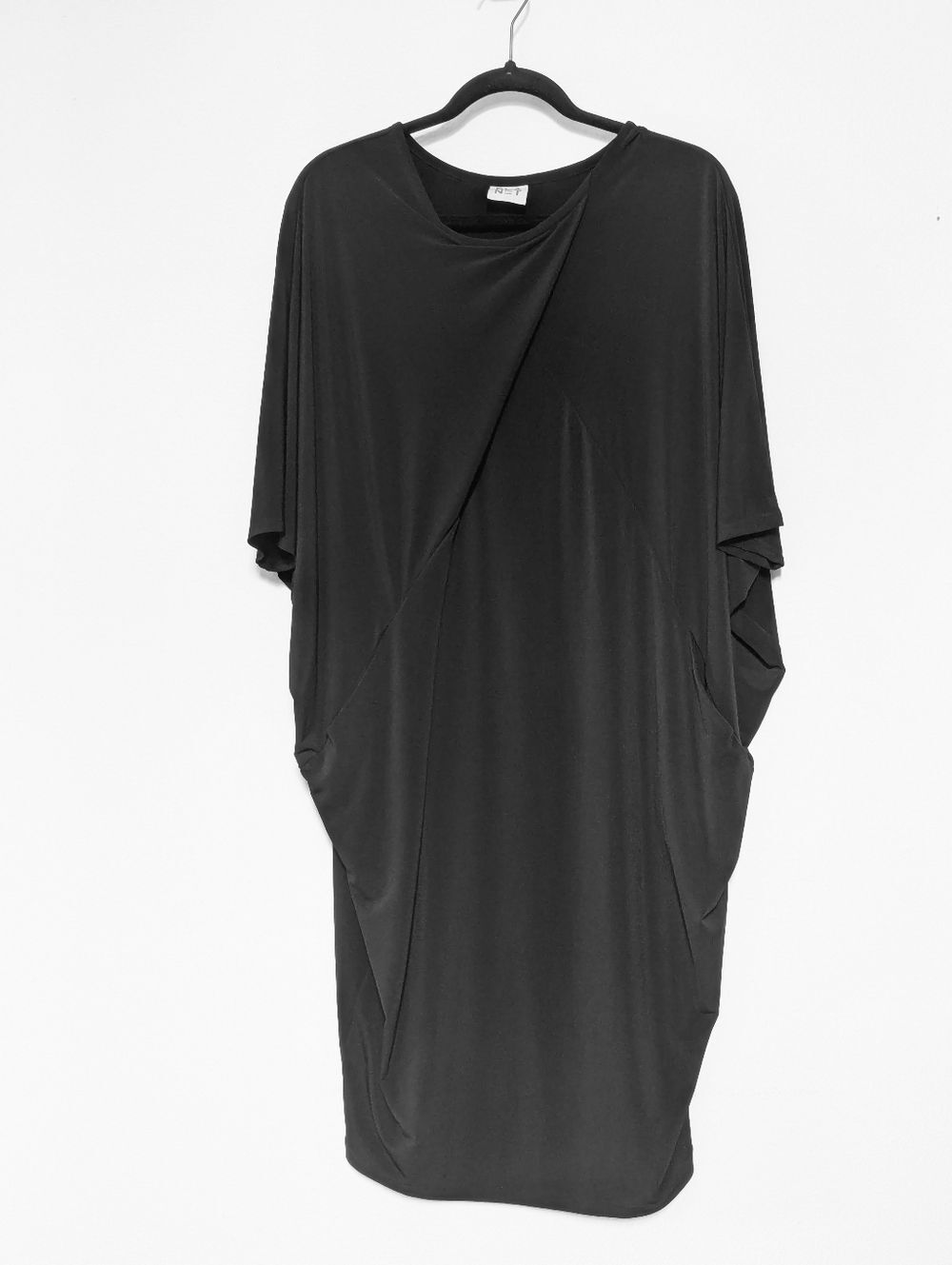 PLANET BY LAUREN G Black Batwing Drape Dress
